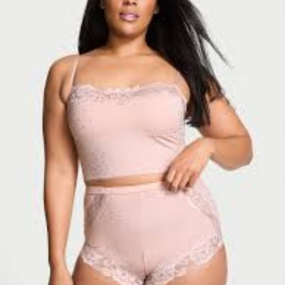 Modal Soft & Lace Trim Straight-Neck Cami Set Size XS - Picture 1 of 2
